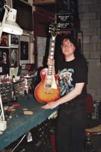 Bill Baker working on Ace Frehley's (KISS) Les Paul